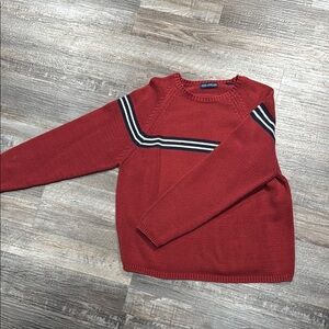 John Ashford Red Crewneck Sweater with Stripe Detail
